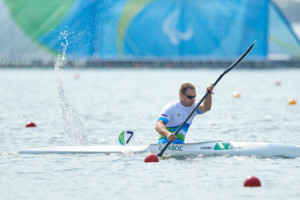 Dejan Fabcic of Slovenia competes in Canoe Sprint Men's KL2 semifinal during Day 7 of the Rio 2016 Summer Paralympics Games on September 14, 2016 in Lagoa Canoe Stadium, Rio de Janeiro, Brazil. Photo by Vid Ponikvar / Sportida